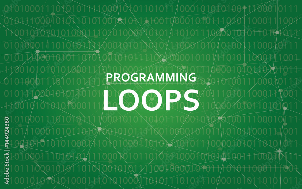 Programming loops concept illustration white text illustration with ...