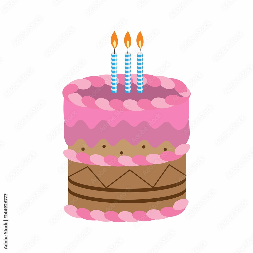 birthday cake with beautiful garnish and candles. vector illustration birthday cake with beautiful garnish and candles. vector illustration