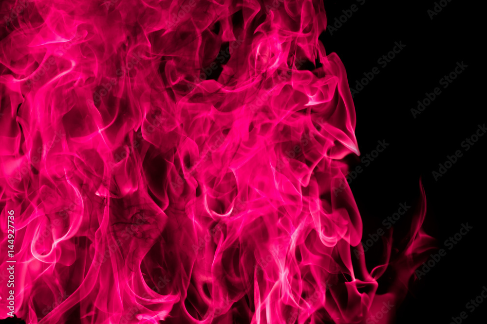 Pink fire flame on black background