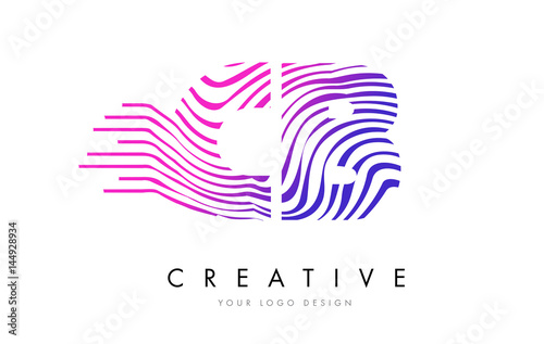 Wallpaper Mural CB C B Zebra Lines Letter Logo Design with Magenta Colors Torontodigital.ca