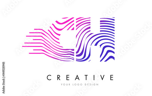 Wallpaper Mural CH C H Zebra Lines Letter Logo Design with Magenta Colors Torontodigital.ca