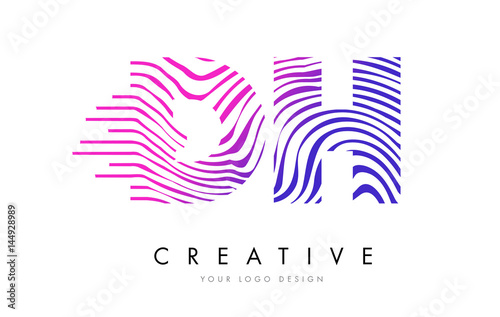 Wallpaper Mural DH D H Zebra Lines Letter Logo Design with Magenta Colors Torontodigital.ca