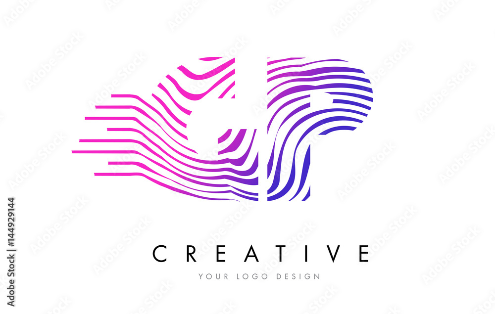 custom made wallpaper toronto digitalGP G P Zebra Lines Letter Logo Design with Magenta Colors