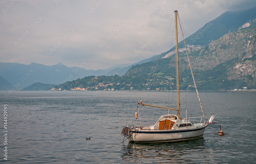 Lake Como and boat, Italy.