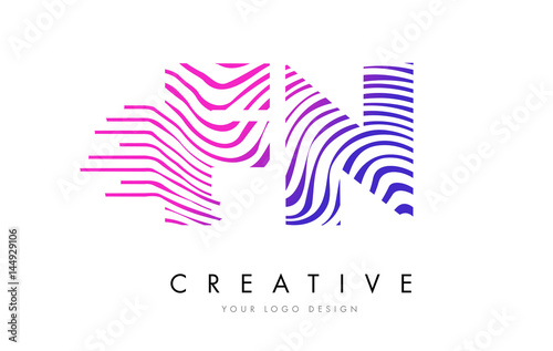 Wallpaper Mural FN F N Zebra Lines Letter Logo Design with Magenta Colors Torontodigital.ca