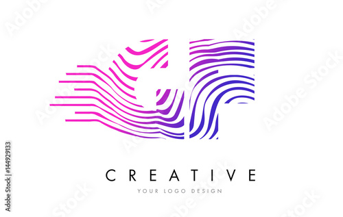 Wallpaper Mural GF G F Zebra Lines Letter Logo Design with Magenta Colors Torontodigital.ca