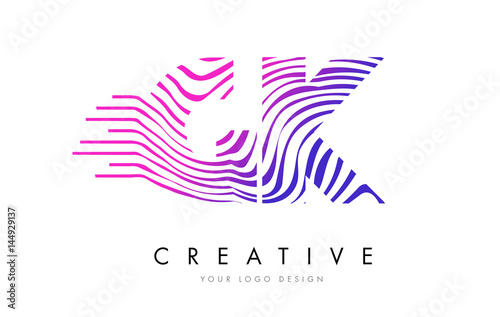 Wallpaper Mural GK G K Zebra Lines Letter Logo Design with Magenta Colors Torontodigital.ca