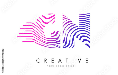 Wallpaper Mural GN G N Zebra Lines Letter Logo Design with Magenta Colors Torontodigital.ca