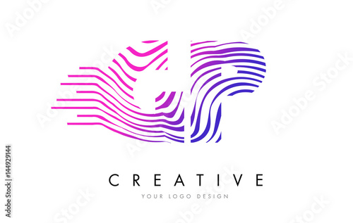 Wallpaper Mural GP G P Zebra Lines Letter Logo Design with Magenta Colors Torontodigital.ca