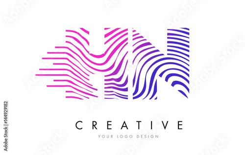 Wallpaper Mural HN H N Zebra Lines Letter Logo Design with Magenta Colors Torontodigital.ca