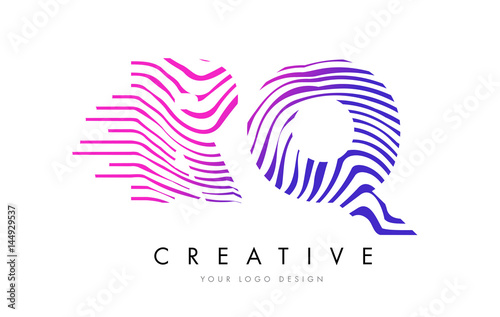 Wallpaper Mural RQ R Q Zebra Lines Letter Logo Design with Magenta Colors Torontodigital.ca