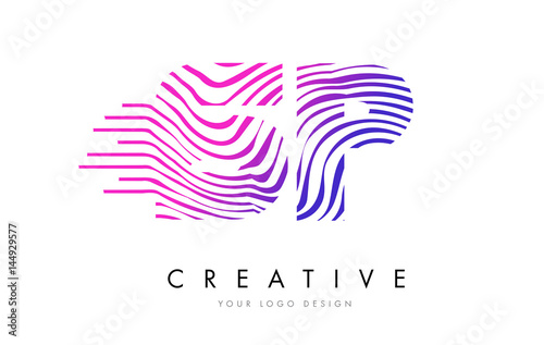 Wallpaper Mural SP S P Zebra Lines Letter Logo Design with Magenta Colors Torontodigital.ca