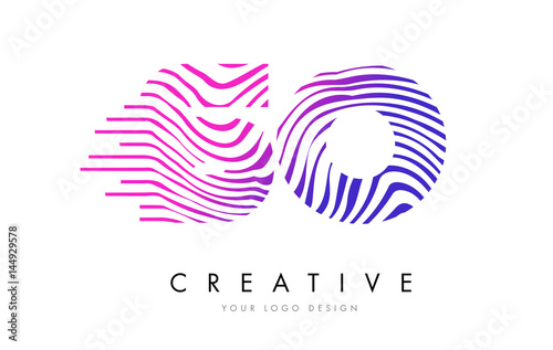 SO S O Zebra Lines Letter Logo Design with Magenta Colors