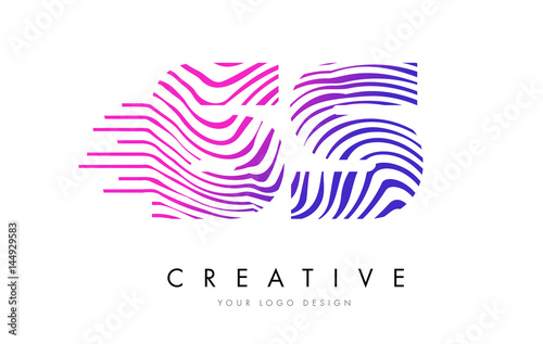 SS S S Zebra Lines Letter Logo Design with Magenta Colors