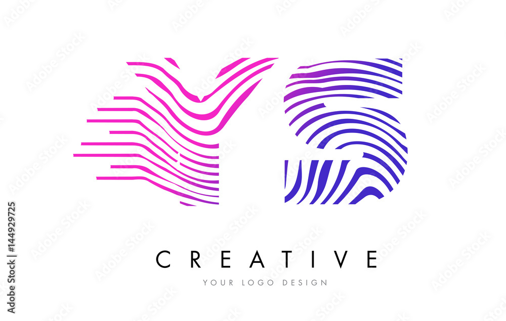 YS Y S Zebra Lines Letter Logo Design with Magenta Colors