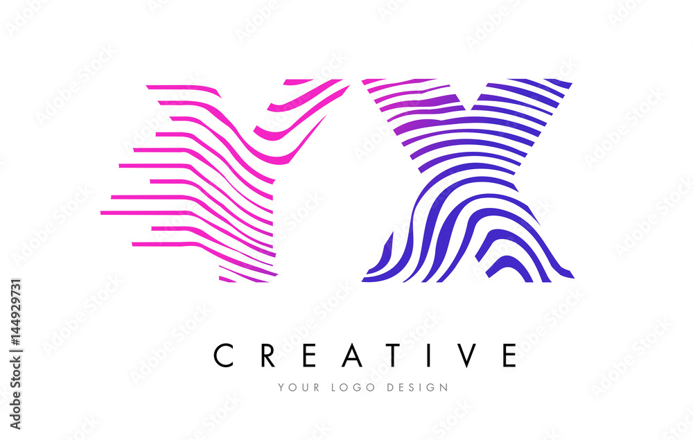 YX Y X Zebra Lines Letter Logo Design with Magenta Colors YX Y X Zebra Lines Letter Logo Design with Magenta Colors