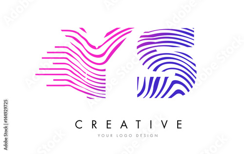 YS Y S Zebra Lines Letter Logo Design with Magenta Colors