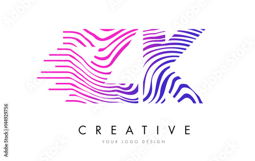 Wallpaper Mural ZK Z K Zebra Lines Letter Logo Design with Magenta Colors Torontodigital.ca