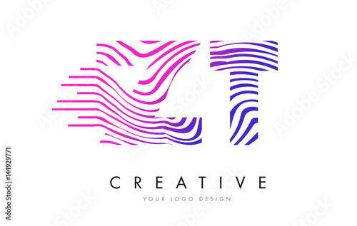 Wallpaper Mural ZT Z T Zebra Lines Letter Logo Design with Magenta Colors Torontodigital.ca