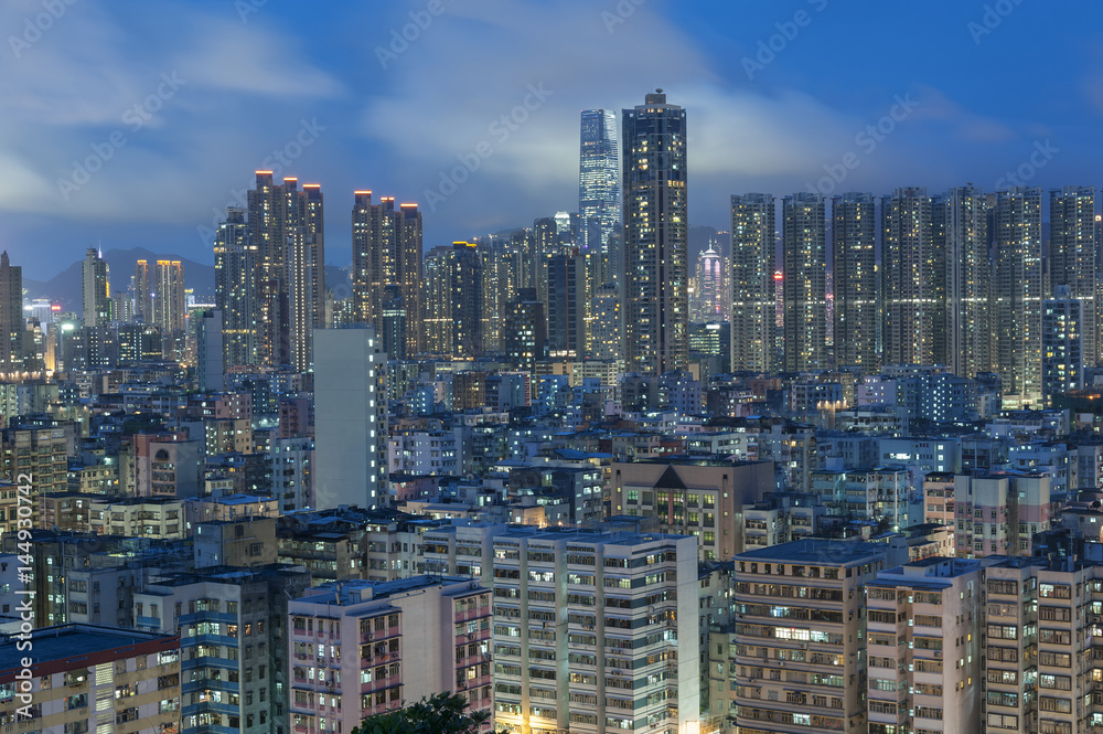 Skykine of Hong Kong City at Night
