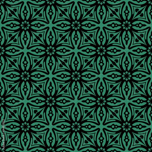 Antique seamless green background cross geometry star flower