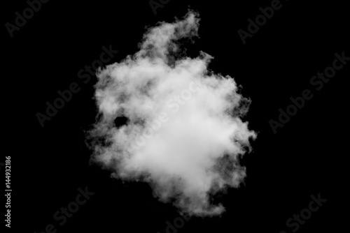 Close-up single white cloud isolated on black, Balck and white image