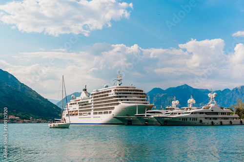 Cruise liner in the Boka Bay of Kotor in Montenegro. © Nadtochiy