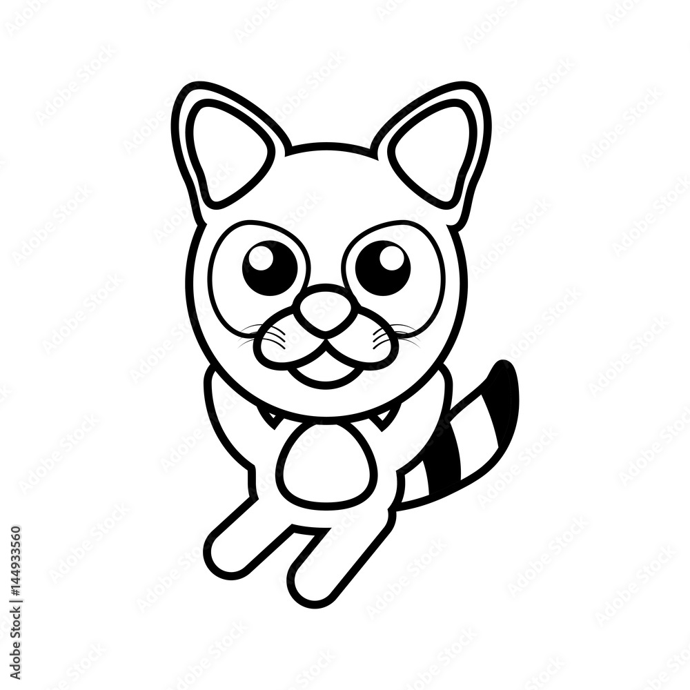 Obraz premium cartoon raccoon animal outline vector illustration eps 10