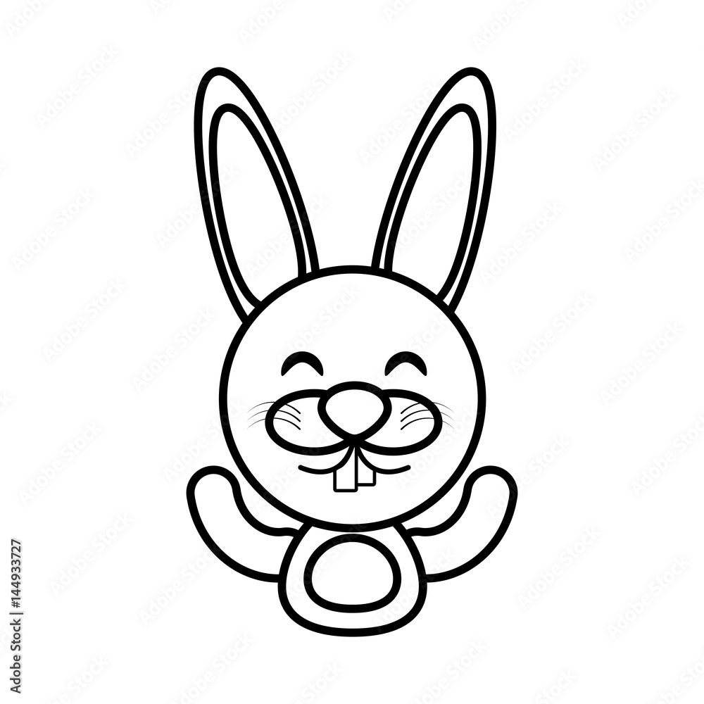 bunny animal toy outline vector illustration eps 10