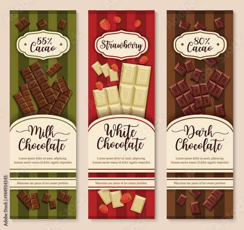 Vector banners or chocolate dessert package design