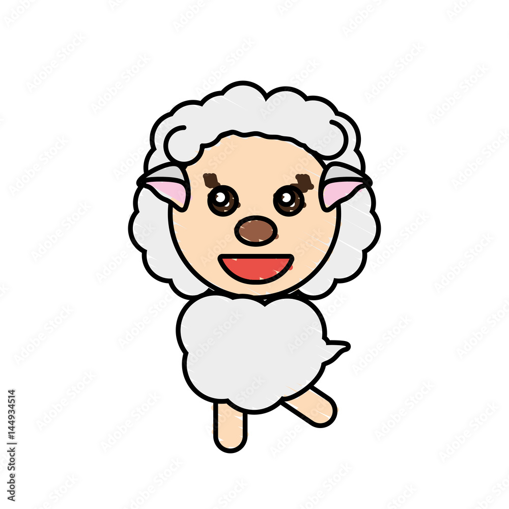 drawing sheep animal character vector illustration eps 10