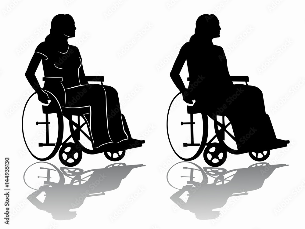 silhouette of a disabled person in wheelchair, vector draw Stock Vector ...