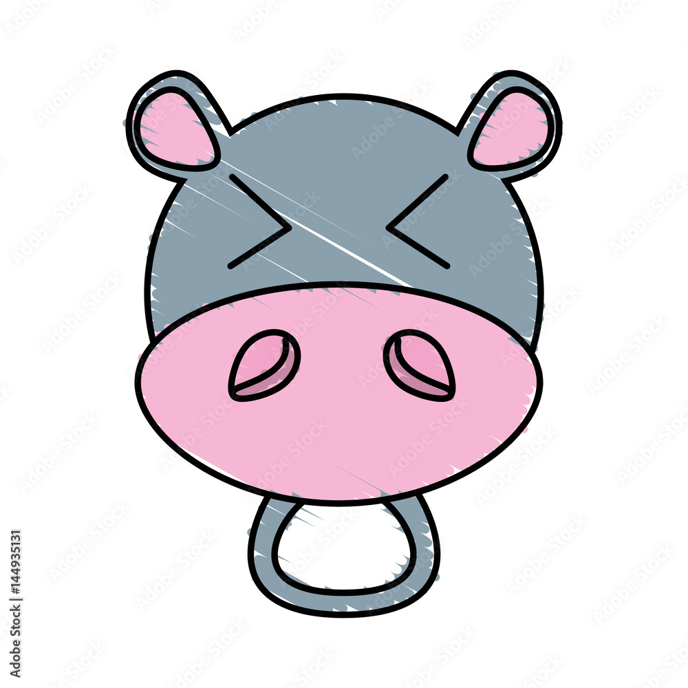 Naklejka premium drawing hippo face animal vector illustration eps 10