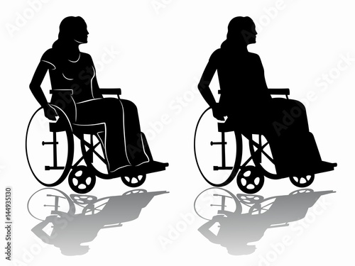 silhouette of a disabled person in wheelchair, vector draw