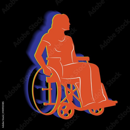 silhouette of a disabled person in wheelchair, vector draw