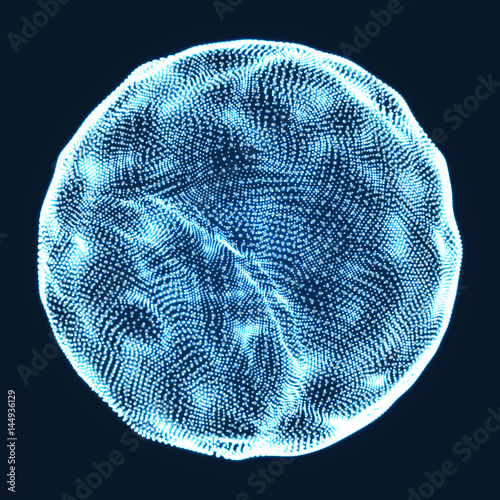 The Sphere Consisting of Points. Abstract Globe Grid. Sphere Illustration. 3D Grid Design. Technology Concept. Vector Illustration.