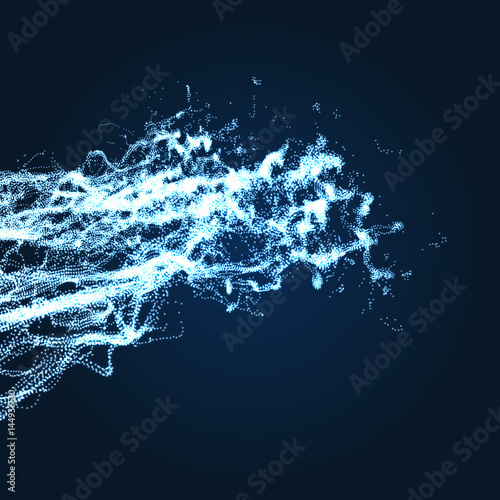 Fototapeta Naklejka Na Ścianę i Meble -  Array with Dynamic Emitted Particles. Water Splash Imitation. Abstract Background. Vector Illustration.