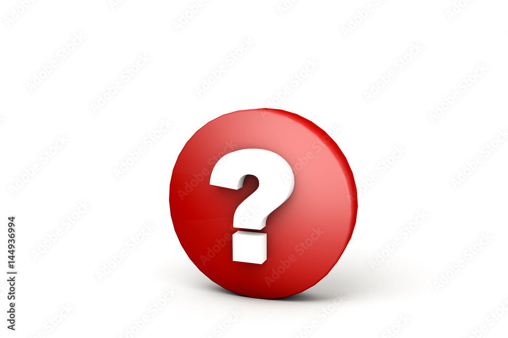 3d illustration red ball with white question mark 3d illustration red ball with white question mark