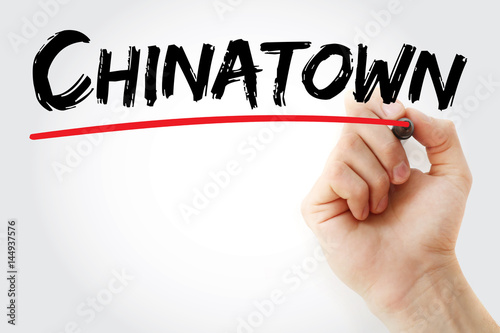 Hand writing Chinatown with marker, concept background photo