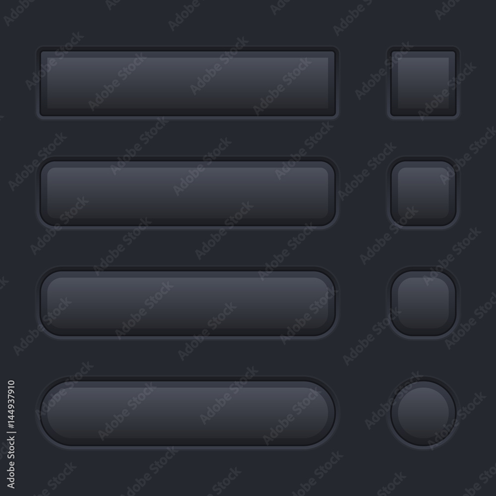 Black buttons. On black background Black buttons. On black background