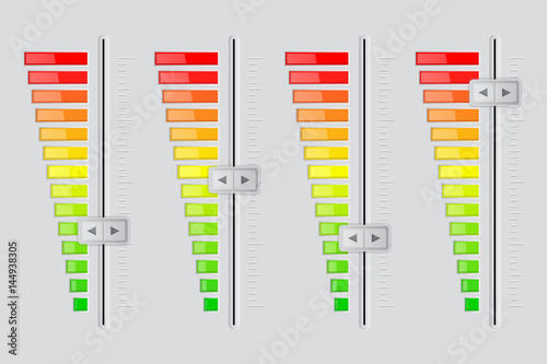Vertical volume sliders. From minimum to maximum level