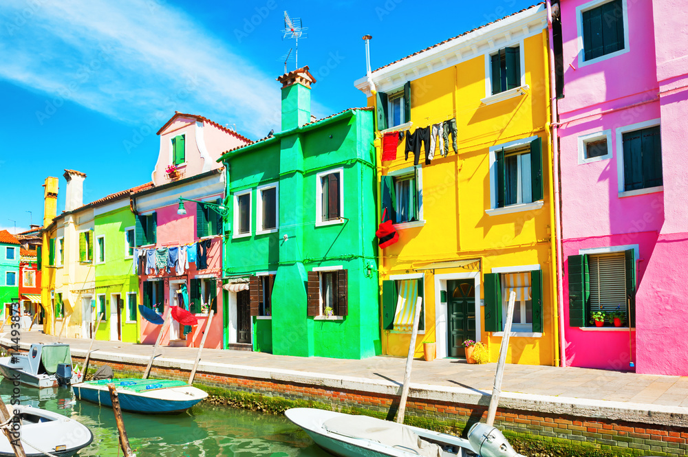 Colorful houses in Burano island near Venice, Italy