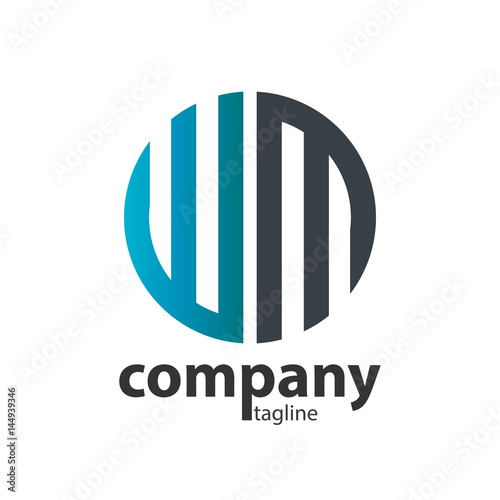 Initial Letter WM With Linked Circle Logo