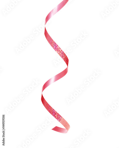 Red Party streamer isolated on white background. Celebration, festive concept.