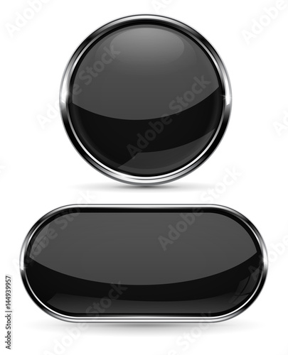 Free Download Black shiny buttons with metal frame - GFXLoad