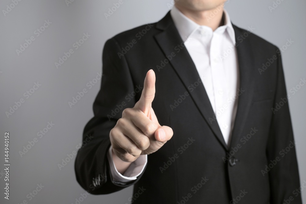 businessman touching screen businessman touching screen