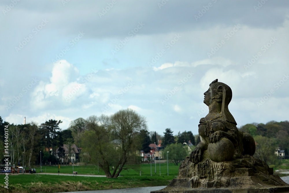 Fototapeta premium figur mit blick zu elbe