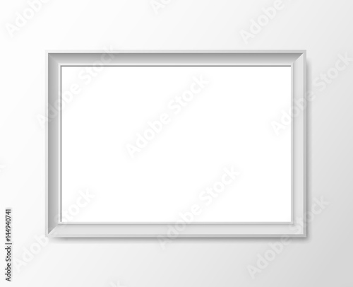 Blank photo frame on the wall.Stock vector