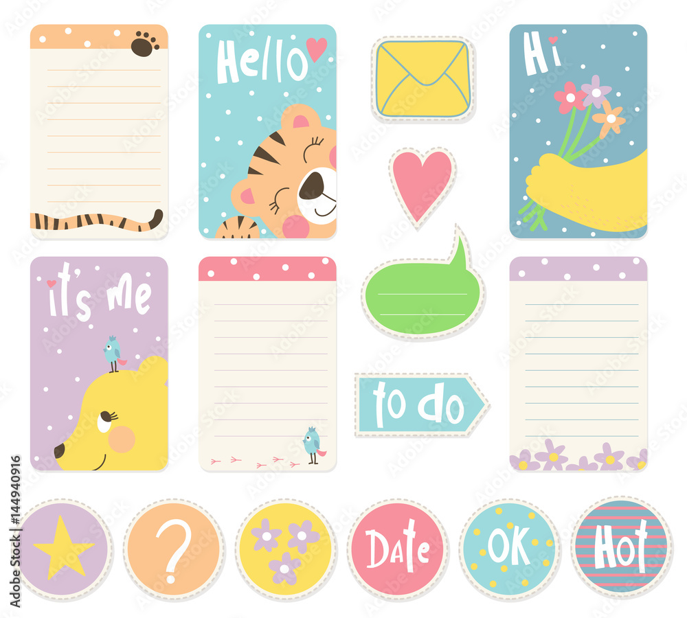 Cute planner, cards and notebook design