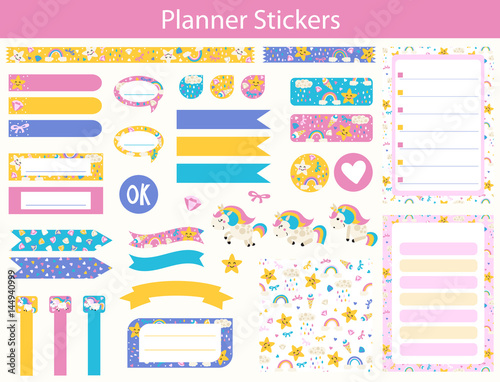 Planner stickers with cute Unicorn